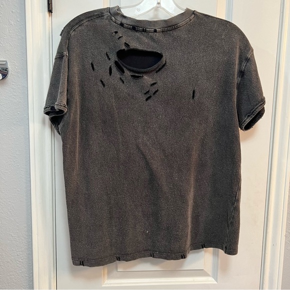 Free People XS We The Free Rubi Short Sleeve Distressed Grey Gray - Picture 3 of 5